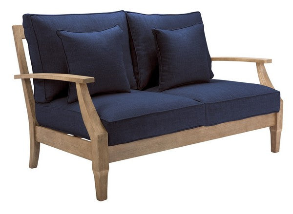Tauriano 57 in. Eucalyptus Wood Outdoor Loveseat - Navy