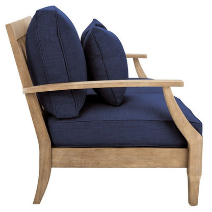 Tauriano 57 in. Eucalyptus Wood Outdoor Loveseat - Navy