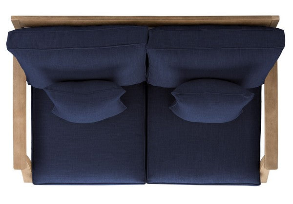 Tauriano 57 in. Eucalyptus Wood Outdoor Loveseat - Navy