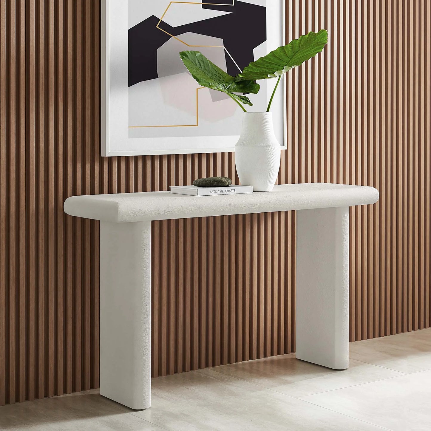 Fener 52 in. Mango Wood Console Table - White