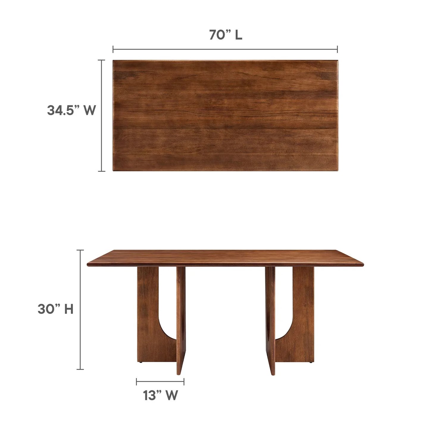 Ginestra 70 in. Dining Table - Walnut