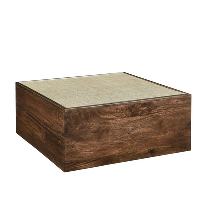 Nicoletti 36 in. Wood Rattan Coffee Table