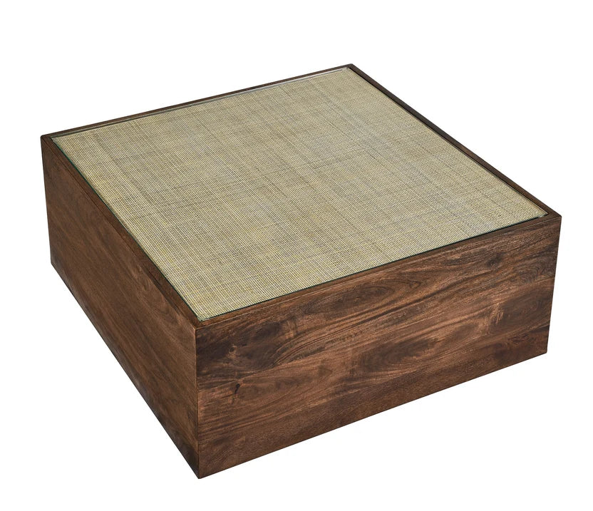 Nicoletti 36 in. Wood Rattan Coffee Table