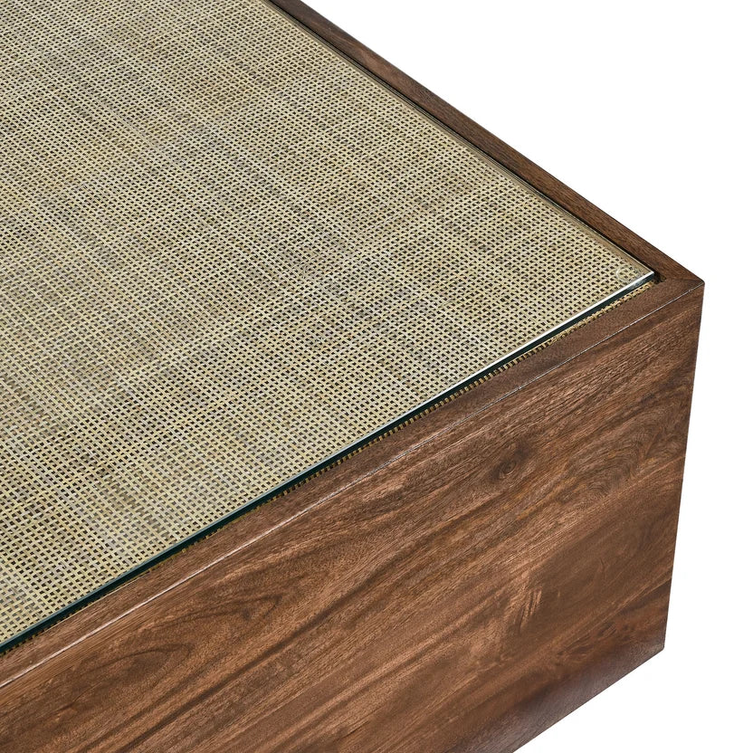 Nicoletti 36 in. Wood Rattan Coffee Table