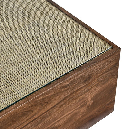 Nicoletti 36 in. Wood Rattan Coffee Table