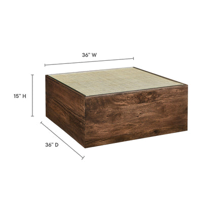 Nicoletti 36 in. Wood Rattan Coffee Table