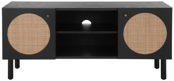 Badia 47 in. Rattan Media Stand -  Black