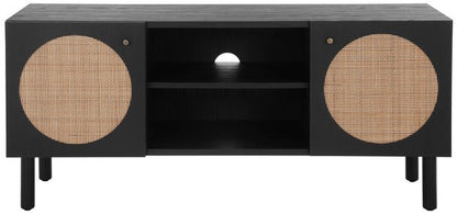 Badia 47 in. Rattan Media Stand -  Black