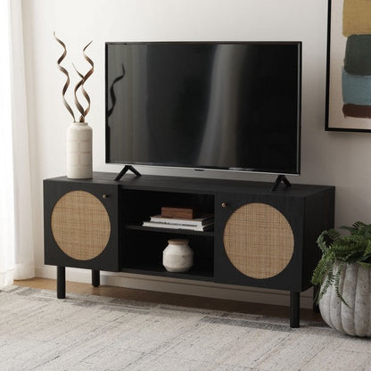 Badia 47 in. Rattan Media Stand -  Black