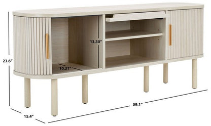 Cascia 59 in. Media Stand - Bleached White