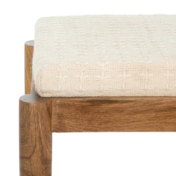 Polegge Cotton and Mango Wood Ottoman