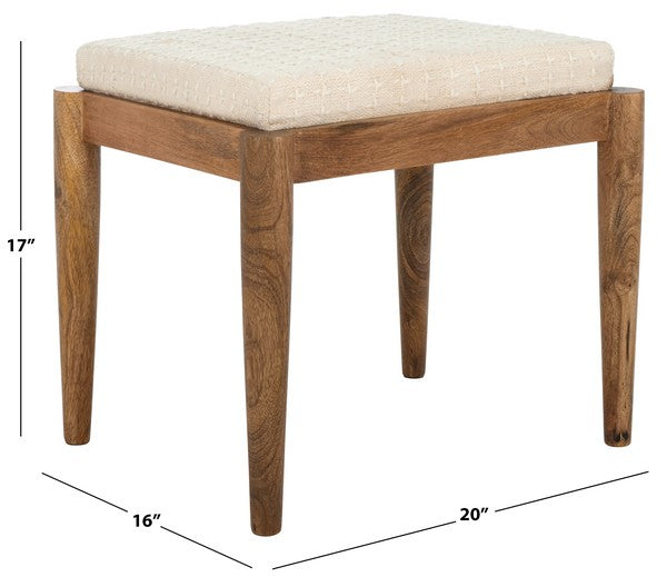 Polegge Cotton and Mango Wood Ottoman
