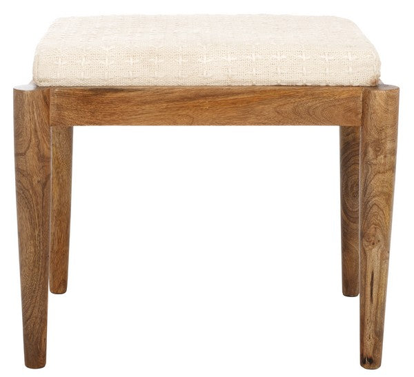 Polegge Cotton and Mango Wood Ottoman