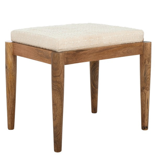 Polegge Cotton and Mango Wood Ottoman