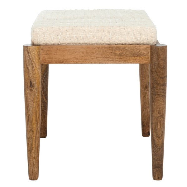 Polegge Cotton and Mango Wood Ottoman