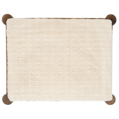 Polegge Cotton and Mango Wood Ottoman