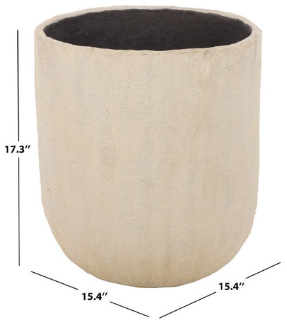 Lauro Cement Bamboo Outdoor Planter Pot - Beige