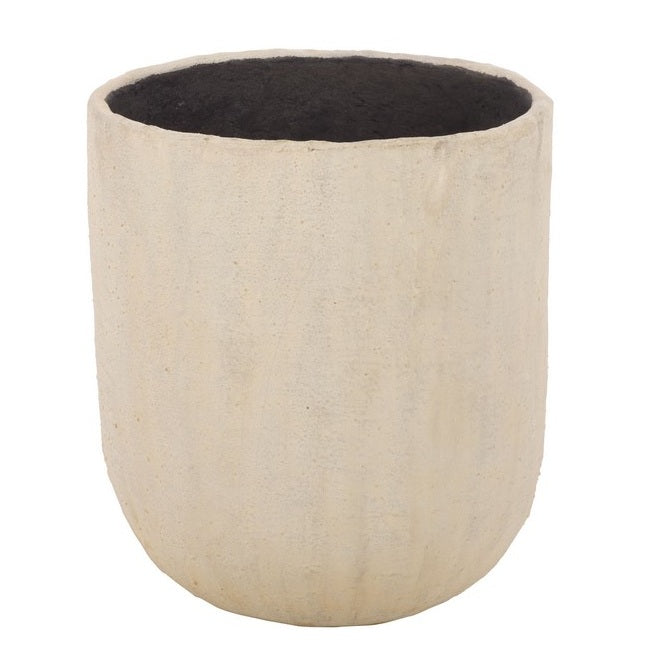 Lauro Cement Bamboo Outdoor Planter Pot - Beige