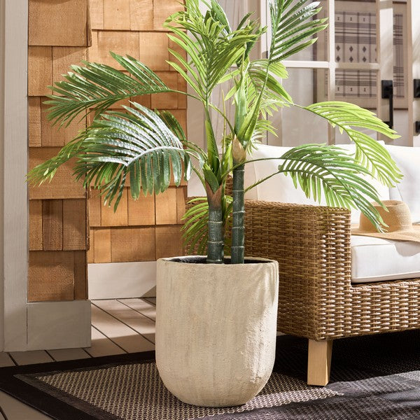 Lauro Cement Bamboo Outdoor Planter Pot - Beige