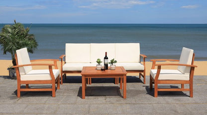 Agnana 4 Piece Eucalyptus Wood Outdoor Living Set