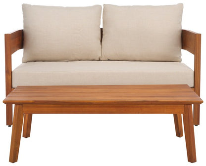 Noha Acacia Wood Outdoor Bench and Coffee Table Set