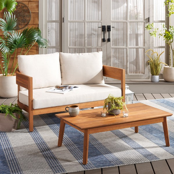 Noha Acacia Wood Outdoor Bench and Coffee Table Set