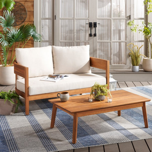 Noha Acacia Wood Outdoor Bench and Coffee Table Set