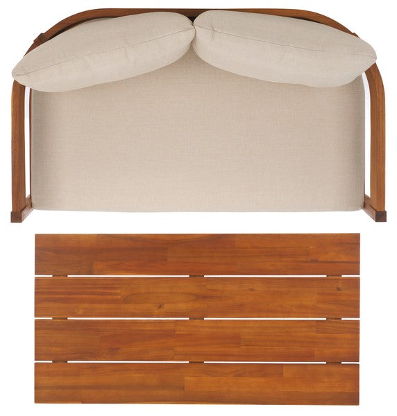Noha Acacia Wood Outdoor Bench and Coffee Table Set