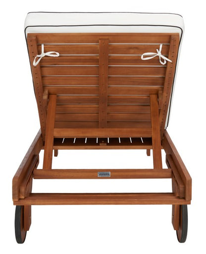 Baldi 80 in. Acacia Wood Outdoor Lounge Chair - Beige