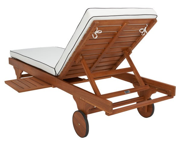 Baldi 80 in. Acacia Wood Outdoor Lounge Chair - Beige