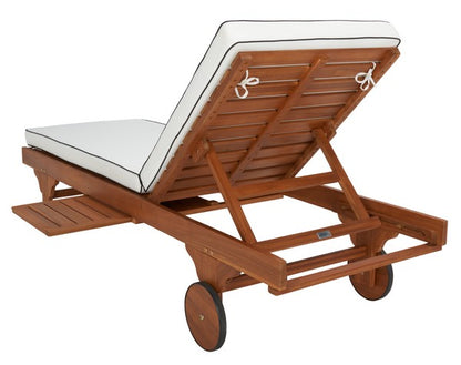 Baldi 80 in. Acacia Wood Outdoor Lounge Chair - Beige