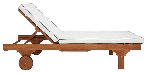 Baldi 80 in. Acacia Wood Outdoor Lounge Chair - Beige