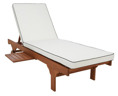 Baldi 80 in. Acacia Wood Outdoor Lounge Chair - Beige