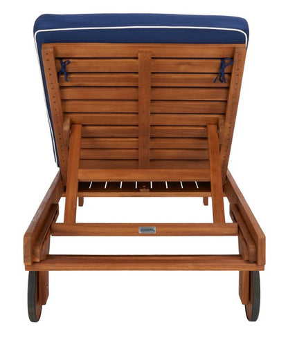 Baldi 80 in. Acacia Wood Outdoor Lounge Chair - Navy