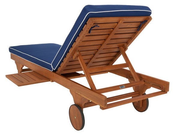 Baldi 80 in. Acacia Wood Outdoor Lounge Chair - Navy