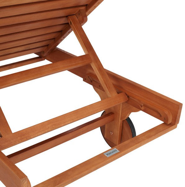 Baldi 80 in. Acacia Wood Outdoor Lounge Chair - Navy