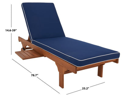 Baldi 80 in. Acacia Wood Outdoor Lounge Chair - Navy
