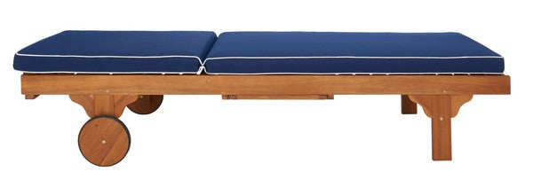 Baldi 80 in. Acacia Wood Outdoor Lounge Chair - Navy