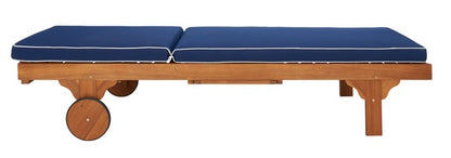 Baldi 80 in. Acacia Wood Outdoor Lounge Chair - Navy