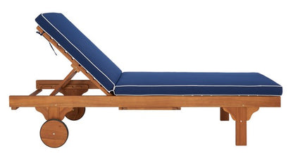 Baldi 80 in. Acacia Wood Outdoor Lounge Chair - Navy