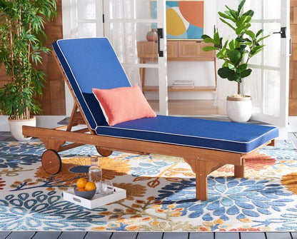 Baldi 80 in. Acacia Wood Outdoor Lounge Chair - Navy