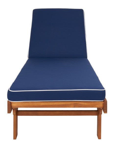 Baldi 80 in. Acacia Wood Outdoor Lounge Chair - Navy