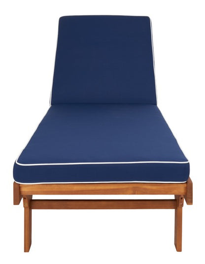 Baldi 80 in. Acacia Wood Outdoor Lounge Chair - Navy