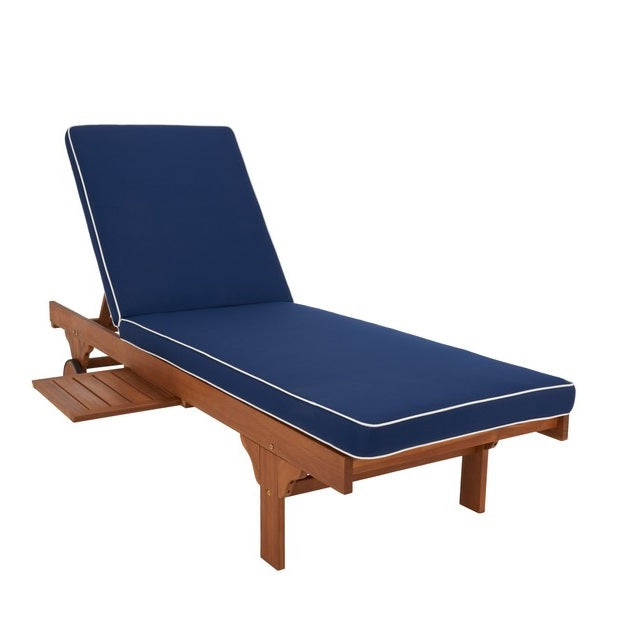 Baldi 80 in. Acacia Wood Outdoor Lounge Chair - Navy