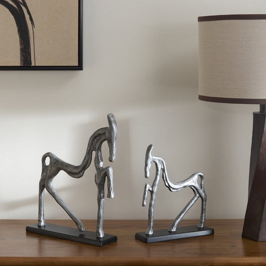 Zini Cast Aluminum Horse Table Decor - Set of 2