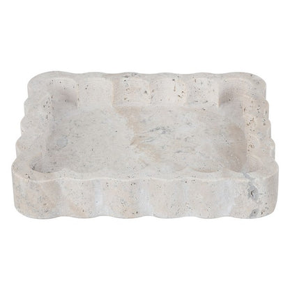 Pietra Scalloped Edges Marble Tray