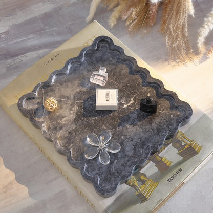 Povo Scalloped Edges Marble Tray