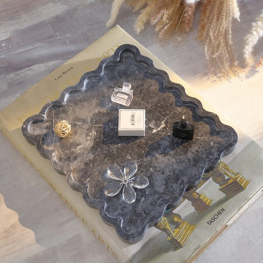 Povo Scalloped Edges Marble Tray