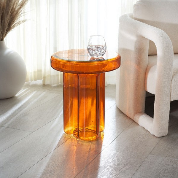 Muggio 18 in. Glass Accent Table - Orange