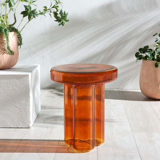 Muggio 18 in. Glass Accent Table - Orange